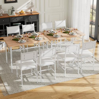 Dining Table Set for 4 with Chairs, 5-Piece Kitchen Table and Upholstered Padded Chairs Set for Small Space, Dining Room, Apartment, Natural White