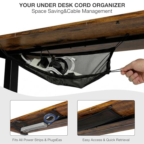 Electric Standing Desk, Height Adjustable Home Office Desk with Memory Presets & Cable Management,Rustic Brown Sit Stand Desk for Work from Home, Ergonomic Computer Desk (63" x 24")