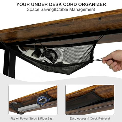 Electric Standing Desk, Height Adjustable Home Office Desk with Memory Presets & Cable Management,Rustic Brown Sit Stand Desk for Work from Home, Ergonomic Computer Desk (63" x 24")