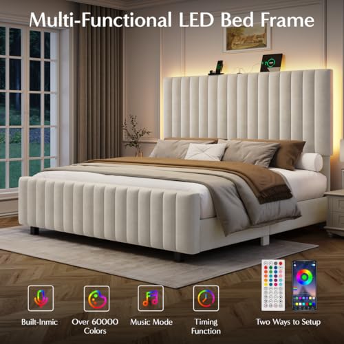 50" Tall Queen Bed Frame with Adjustable Headboard, view 5