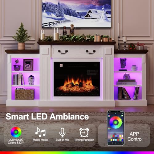 Electric Fireplace TV Stand with Mantel - 72" LED Fire Place, view 4