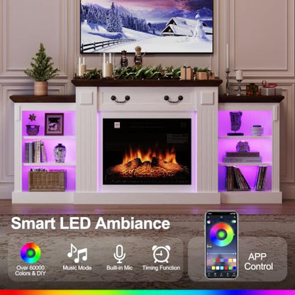 Electric Fireplace TV Stand with Mantel - 72" LED Fire Place, view 4