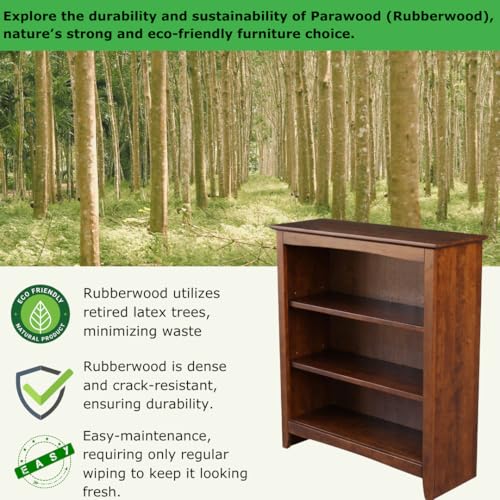 Solid Wood Bookcase 36 in. High, Espresso, view 4
