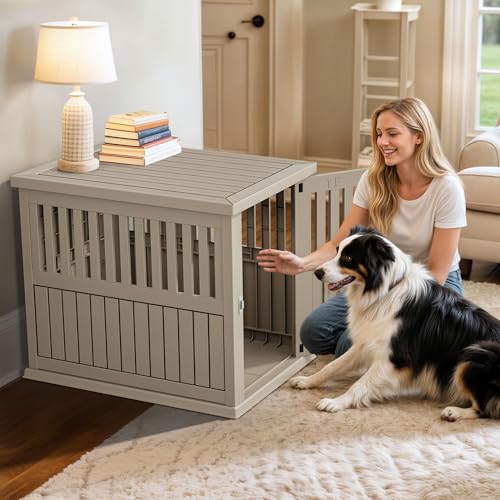29" Dog Crate w/Door Latch, Multi-Functional Dog Crate Furniture, view 3