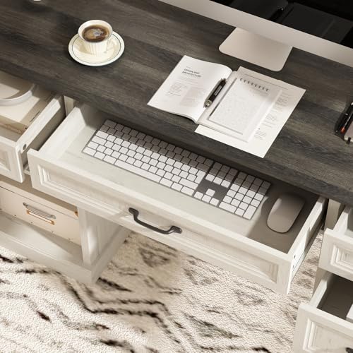 58'' Farmhouse Executive Desk with Drawers, view 7