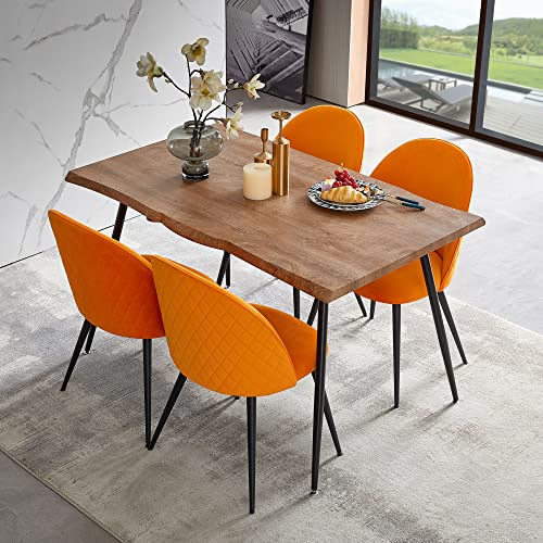 Modern Dining Table Set for 4,Durable Home Table with Chair,Stylish Rectangular Dining Table Upholstered Dining Chair Velvet Thick Cushion Room Chair for Restaurant,Dining Room,Store
