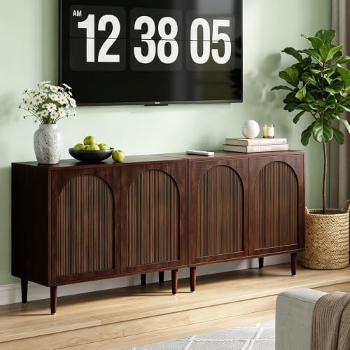 31.5” Dark Walnut Sideboard Buffet Cabinet with Storage Set of 3, view 7
