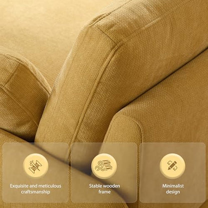 JIVOIT 50 * 43" Oversized Single Sofa Chair, Modern Chenille Upholstered Armchair, Wide and Deep Seat Accent Chair with Two Throw Pillows, Color Blocking Couch Lounge for Living Room (Yellow/5)