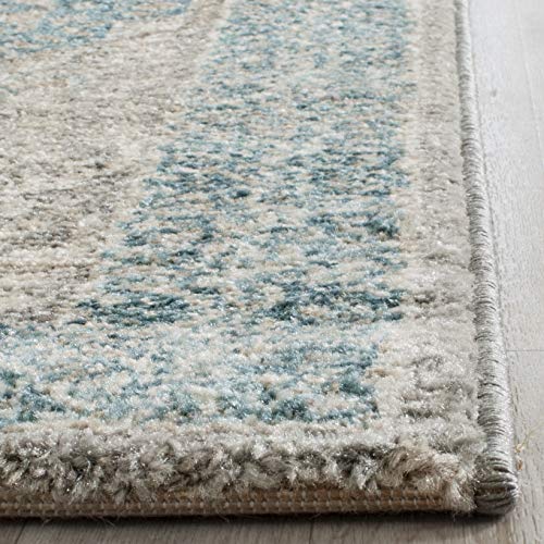 SAFAVIEH Sofia Collection Area Rug - 8' x 10', Light Grey & Blue, Vintage Oriental Distressed Design, Non-Shedding & Easy Care, Ideal for High Traffic Areas in Living Room, Bedroom (SOF365A)