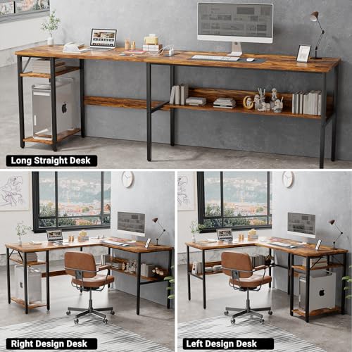 L Shaped Computer Desk with Magic Power Outlets and USB Charging Port, view 7