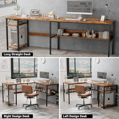L Shaped Computer Desk with Magic Power Outlets and USB Charging Port, view 7