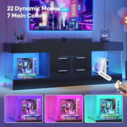 60 Inch Black TV Stand for 65 Inch TV, LED Entertainment Center, view 5