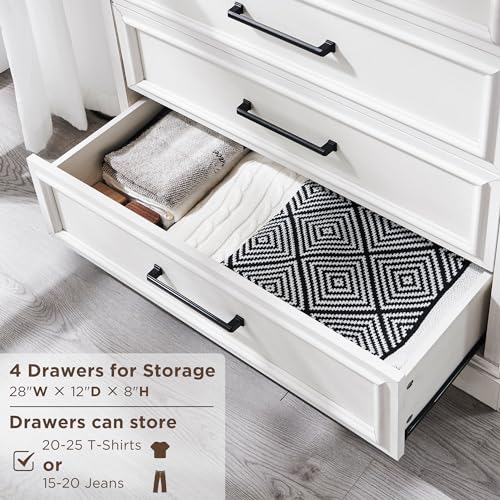 6 Drawer Dresser, Tall Farmhouse Chest for Bedroom, Off White, view 5
