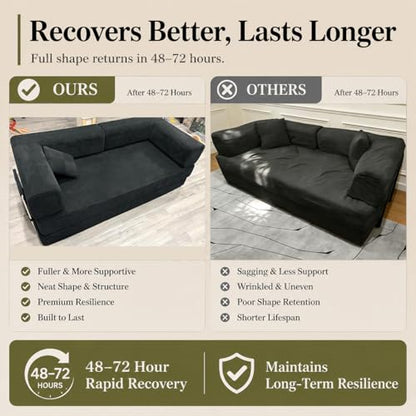 Folding Sofa Bed Convertable Corduroy Couch King Size Floor Sleeper 4-in-1 DIY Combination Modular Sofa Fold Out Futon Lounge Comfy Foldable Lazy cama for Living Room