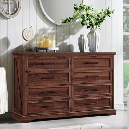 Farmhouse 8 Drawers Dresser Chests for Bedroom, Brown, view 2
