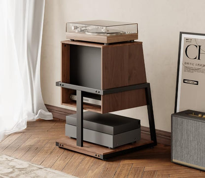 Record Player Stand with Storage for 120 Vinyl Records, Walnut, view 3