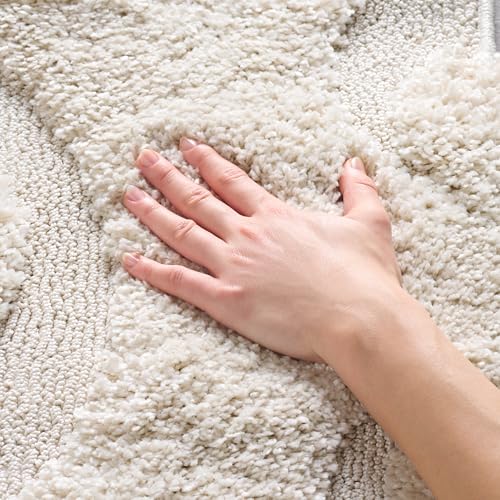 SAFAVIEH Florida Shag Collection Area Rug - 5'3" x 7'6", Creme & Creme, Scroll Design, Non-Shedding & Easy Care, 1.2-inch Thick Ideal for High Traffic Areas in Living Room, Bedroom (SG468-1111)