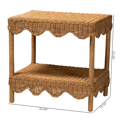 Oteria Bohemian Light Honey Scalloped Rattan Side Table