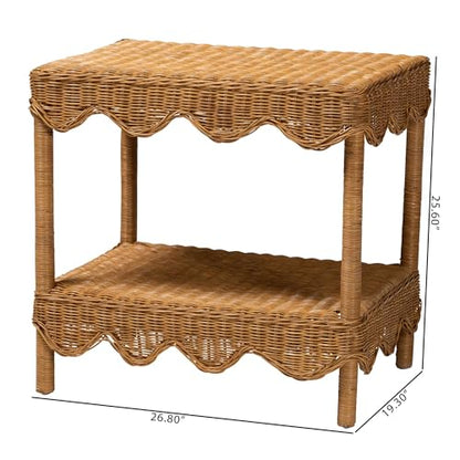 Oteria Bohemian Light Honey Scalloped Rattan Side Table