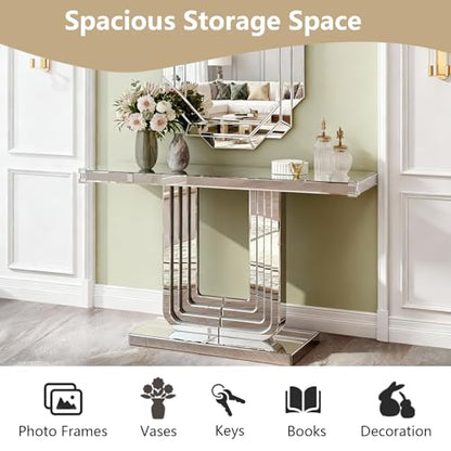 Silver Mirrored Console Table, view 5