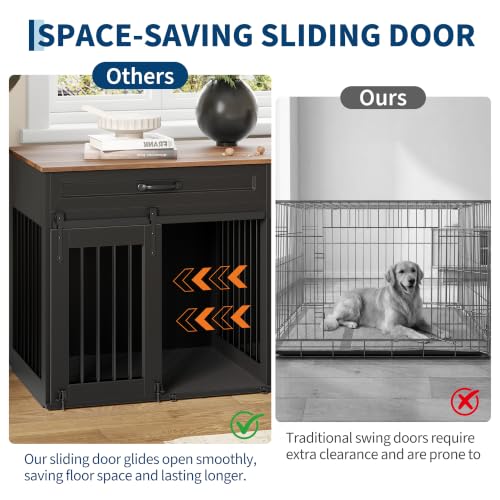 71'' Large Dog Crate for 2 Dogs,Dog Crate with 3 Drawer, view 5