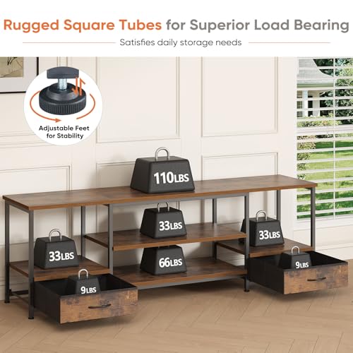 63" TV Stand with Fabric Drawers for 65 70 75 Inch TVs, view 7