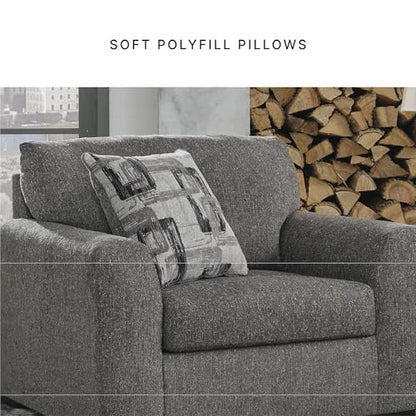 Signature Design by Ashley Gardiner Modern Upholstered Oversized Chair with 1 Throw Pillow, Gray