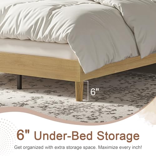 Queen Bed Frame Upholstered Platform Beds with Height-Adjustable Cotton, view 7