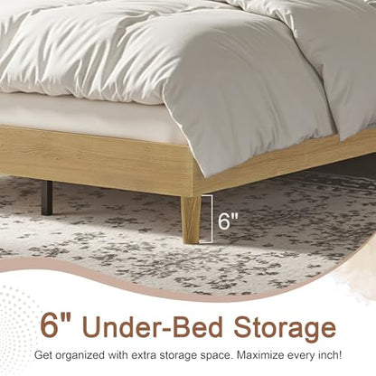 Queen Bed Frame Upholstered Platform Beds with Height-Adjustable Cotton, view 7