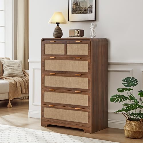 43" Tall 5 Drawer Dresser for Bedroom, Modern Wood Dresser, Walnut, view 5