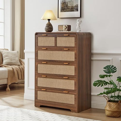43" Tall 5 Drawer Dresser for Bedroom, Modern Wood Dresser, Walnut, view 5