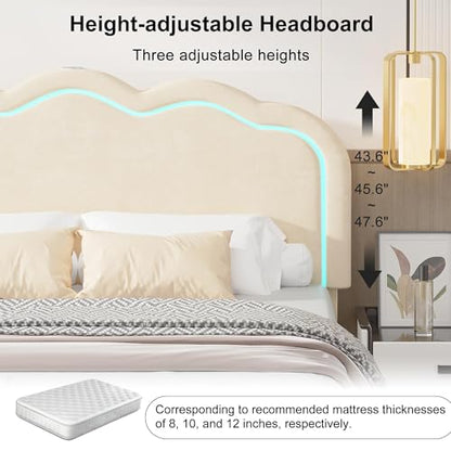 Queen Size Bed Frame, Beige, view 8