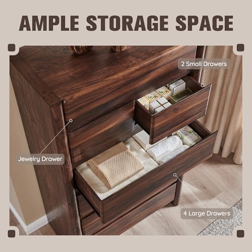 Modern 7 Drawers Dresser for Bedroom, 54.7" Tall Dresser-Brown, view 5