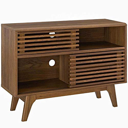 Render Mid-Century Modern Two-Tier Display Stand in Walnut, view 5