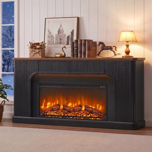 70'' Wooden Electric Fireplace TV Stand with Fireplace, view 3