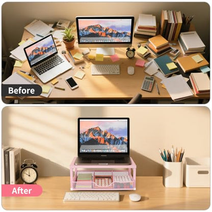 Small Pink Laptop Stand for Desk, Monitor Stand, Office Desk Accessories, view 7