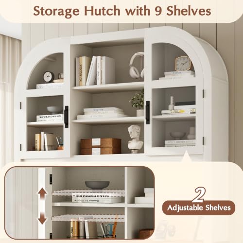 Farmhouse Computer Desk with Hutch, 83 inch Height Office Desk with Drawers, view 7