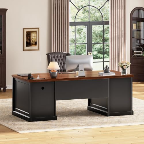 67" Office Executive Desk with 4 Drawers, Storage Cabinet & Outlet, view 4
