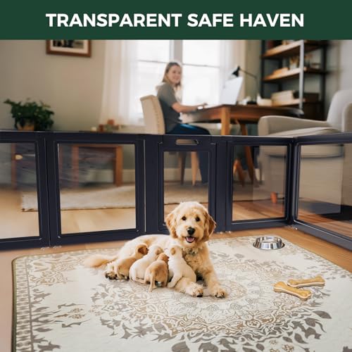 AuraSpace Clear Acrylic Indoor Dog Playpen, 24" H, 12 Panels, Black, view 5