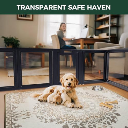 AuraSpace Clear Acrylic Indoor Dog Playpen, 24" H, 12 Panels, Black, view 5