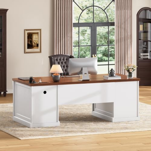 67" Office Executive Desk with 4 Drawers, Storage Cabinet & Outlet, view 4