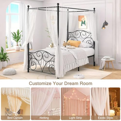 Metal Canopy Bed Frame Twin Size, view 5