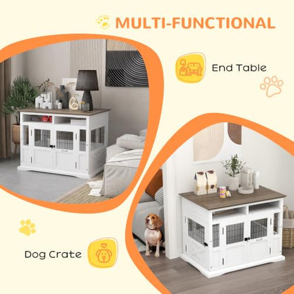 Dog Crate Furniture Side End Table with Storage, view 5
