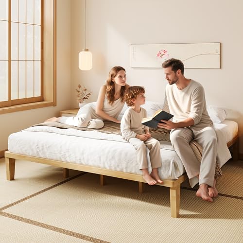 IOTXY Cal King Platform Bed Frame - 12" Solid Wood Mattress Foundation Base, view 4