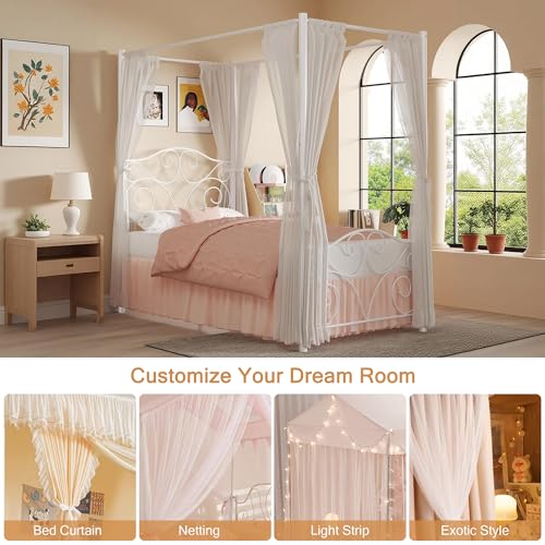 Metal Canopy Bed Frame Twin Size, view 4
