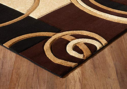 Area Rug Modern Soft Hand Carved Contemporary Floor Carpet with Premium Fluffy Texture for Indoor Living Dining Room and Bedroom Area (Brown, 4'x6')