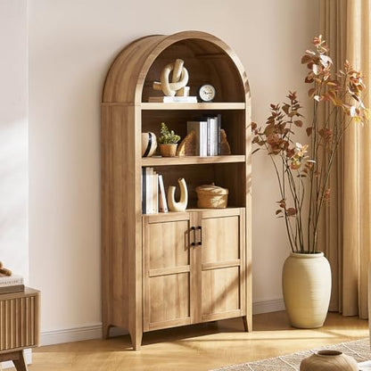 Lauren 77.4" Bookcase, Storage Cabinet, Pantry (Oak), view 2