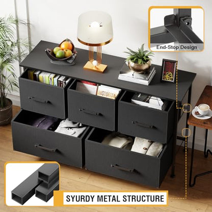 PayLessHere | 5-Drawer Fabric Dresser | Black | 80lbs Load Capacity, view 5