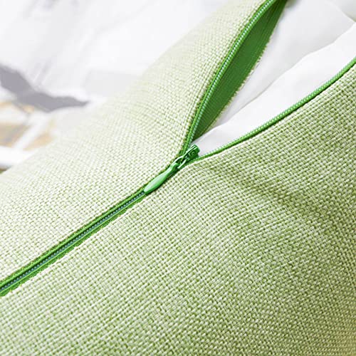 Pillow Covers Linen Textured Decorative Pillowcases for Bed Sage Burlap Sofa Pillows Slipcovers for Couch Living Room Decor, 18 x 18 inches, Set of 4, Grass Green