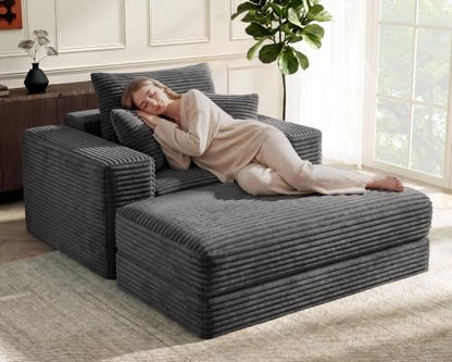 Boneless Sofa Bed in Corduroy for Living Room, view 2